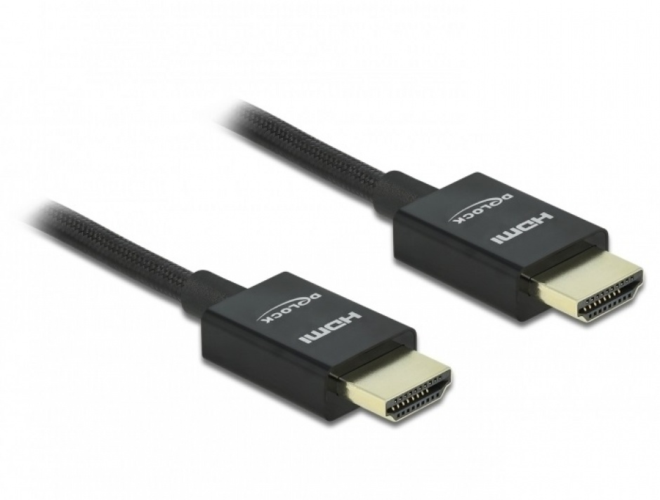 Cablu HDMI coaxial 48 Gbps 8K@60Hz HDR + eARC T-T 1m Negru, Delock 85384