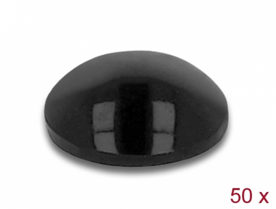 Set 50 buc picioruse negre cu banda adeziva 10 x 3 mm Negru, Delock 18309 conectica.ro