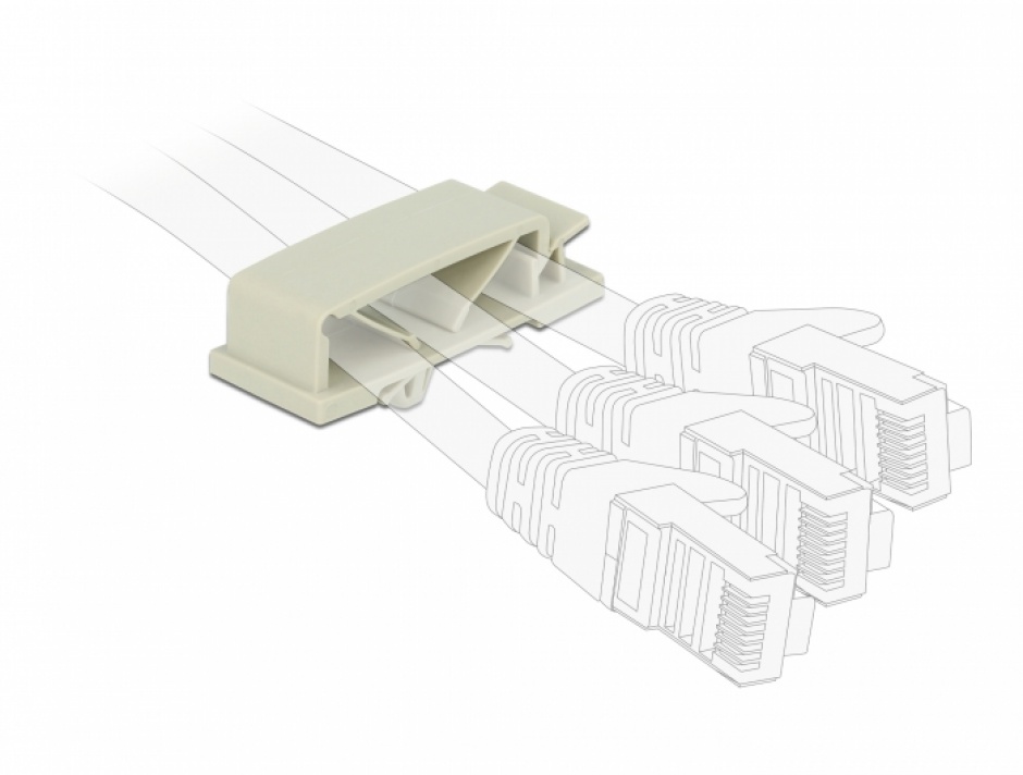 Set 10 bucati suport cu 3 sloturi pentru cablu cu montare PCB Gri, Delock 60186 conectica.ro