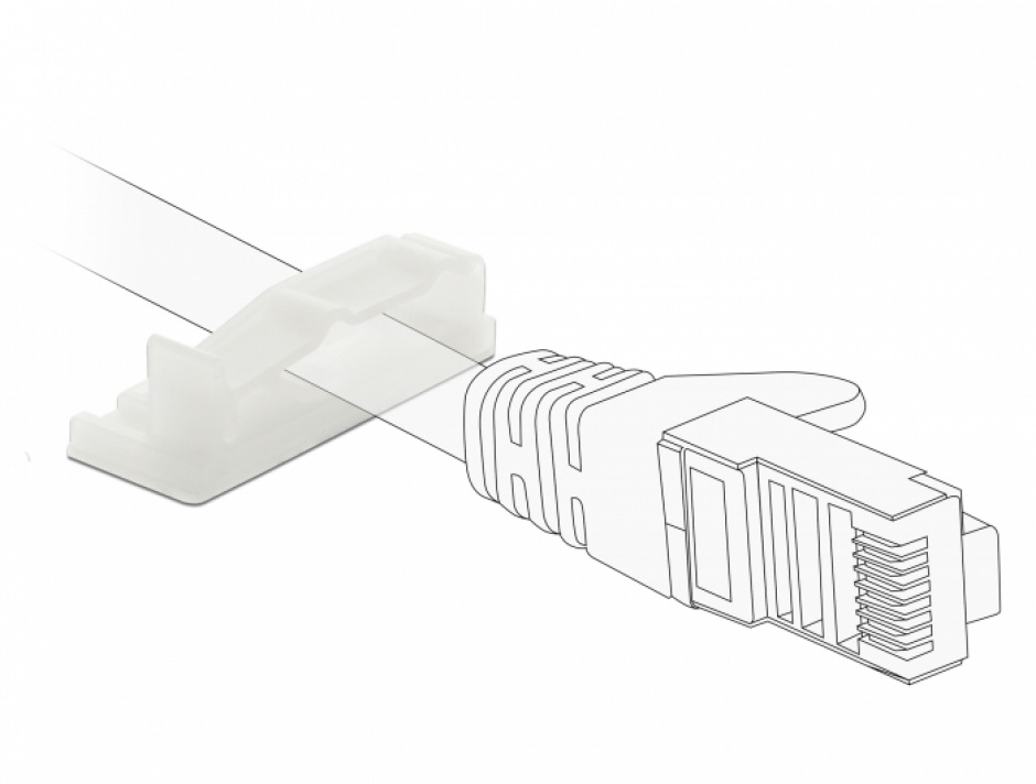 Set 10 bucati suport cu adeziv/2 suruburi pentru cablu flat/plat, Delock 60179 conectica.ro