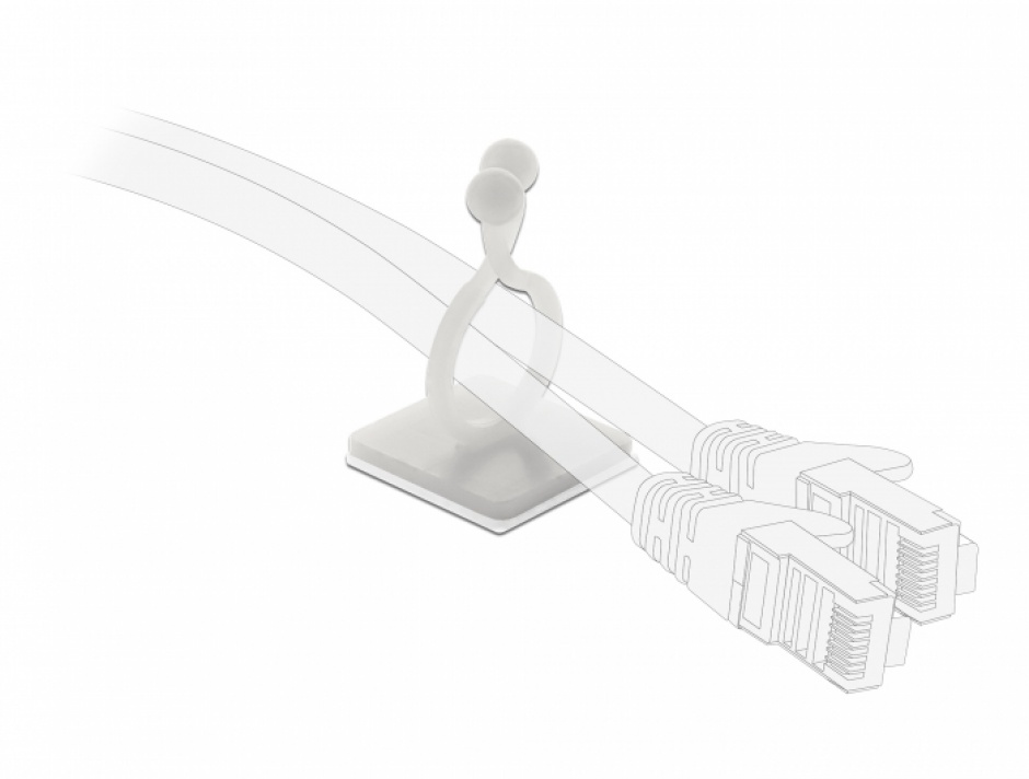 Set 10 bucati suport cu adeziv pentru cablu, Delock 60175 conectica.ro