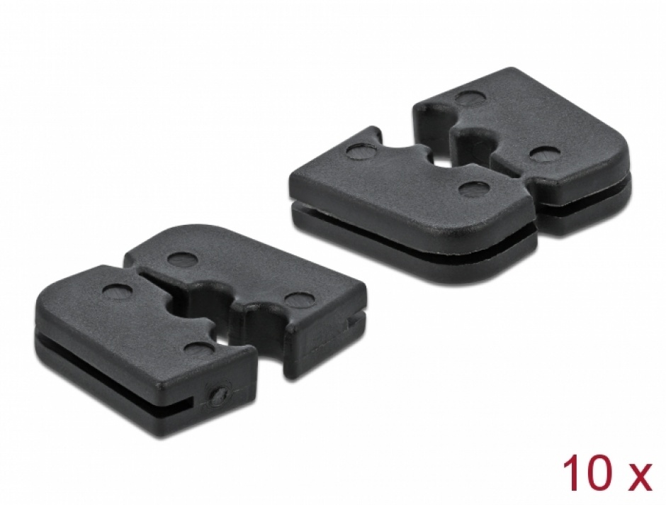 Set 10 buc protectie pentru 2 cabluri dreptunghiular – diametru 2.2mm Negru, Delock 60259