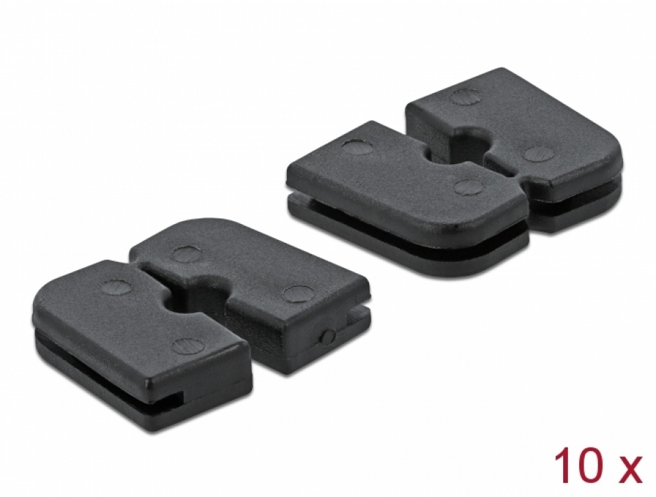 Set 10 buc protectie cabluri dreptunghiular – diametru 2.2 mm Negru, Delock 60258 conectica.ro
