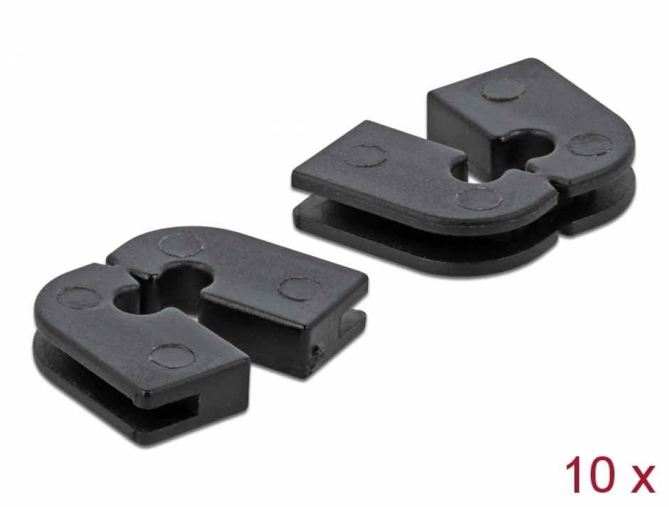 Set 10 buc protectie pentru 2 cabluri dreptunghiular – diametru 2.3mm Negru, Delock 60260 conectica.ro