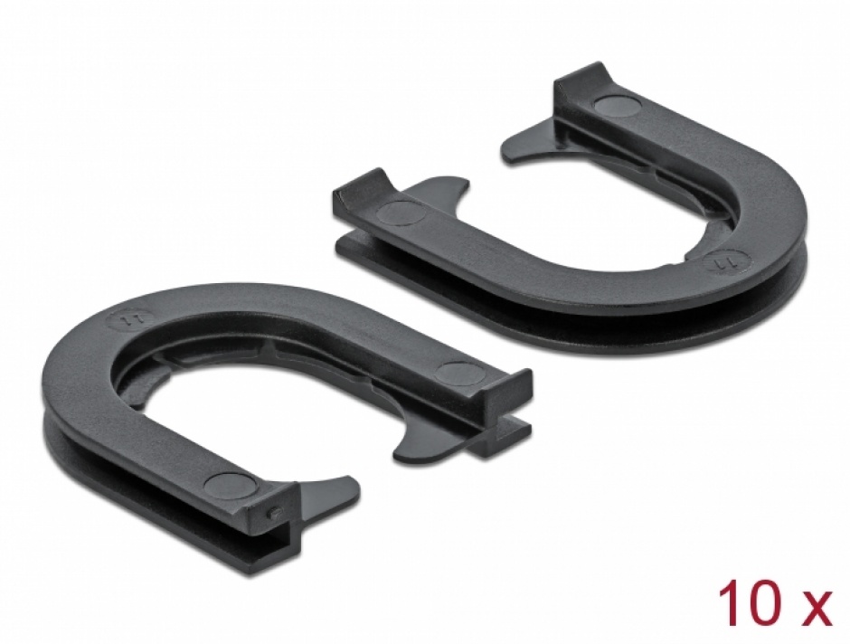 Set 10 buc protectie cabluri forma U – diametru 12.5mm Negru, Delock 60266