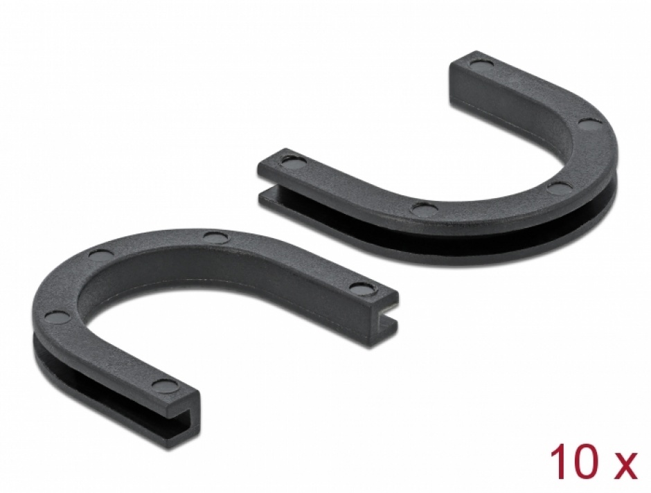 Set 10 buc protectie cabluri forma U – diametru 16mm Negru, Delock 60272