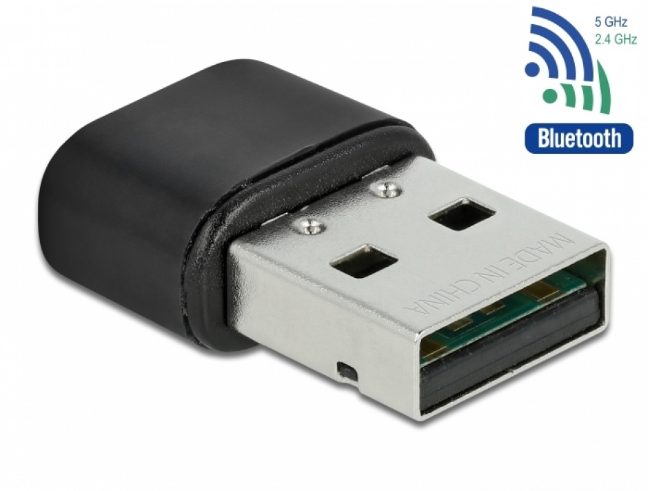 Adaptor 2 in 1 Bluetooth 4.2 + adaptor USB Dual band WLAN ac/a/b/g/n 433 Mbps, Delock 61000 imagine noua
