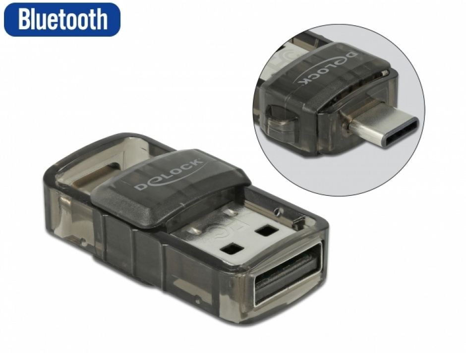 Adaptor 2 in 1 bluetooth 4.0 USB-A + USB-C, Delock 61002 conectica.ro