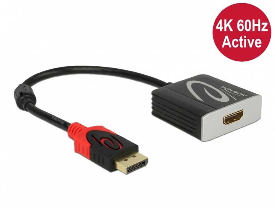 Adaptor activ DisplayPort 1.4 la HDMI 4K@60 Hz (HDR), Delock 65207 conectica.ro