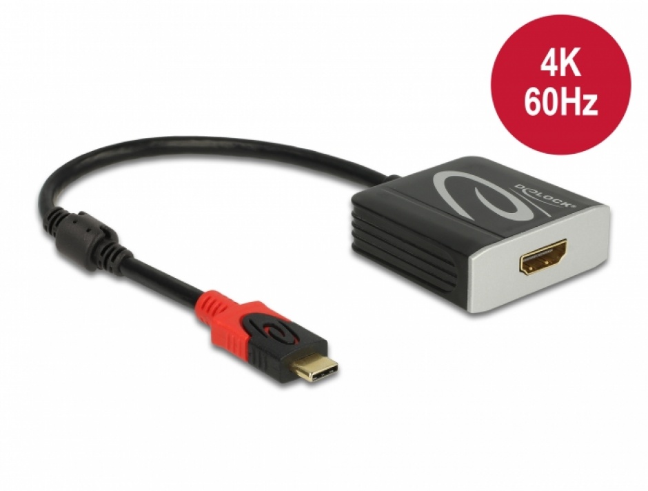 Adaptor activ USB-C la HDMI 4K@60Hz (HDR), Delock 65400 4K60Hz imagine noua 2022