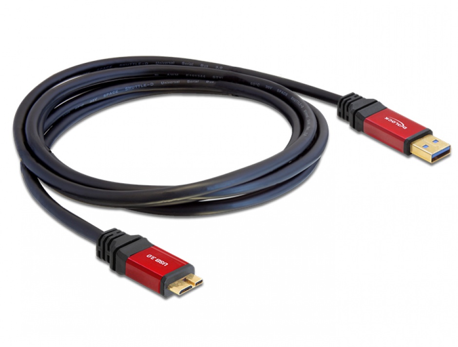 Cablu USB 3.0 la micro USB-B T-T 3m Premium, Delock 82762 conectica.ro