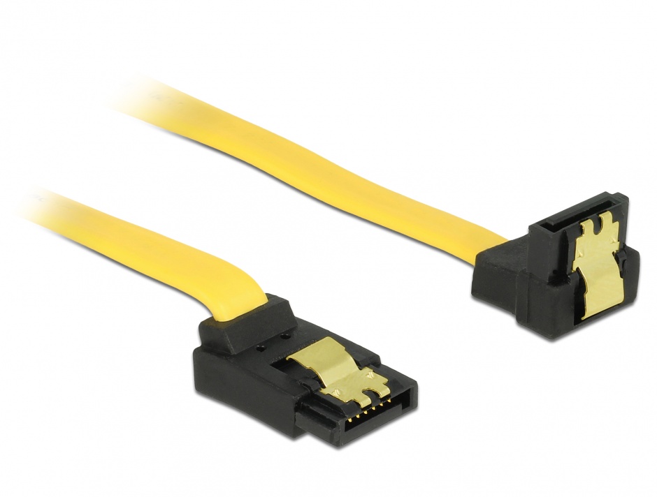 Cablu SATA III 6 Gb/s unghi sus-jos, clips metalic 20 cm, Delock 82819 conectica.ro imagine noua 2022