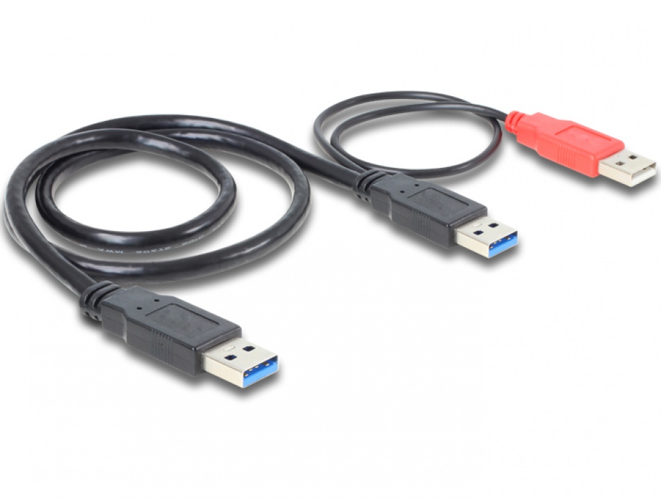 Cablu in Y USB 3.0 la USB 3.0 + USB 2.0 T-T 0.5m, Delock 82908 0.5m