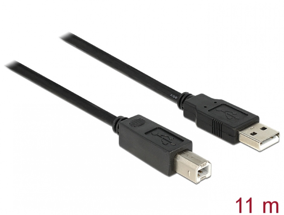 Cablu USB 2.0 A la tip B imprimanta activ 11m T-T, Delock 82915 conectica.ro
