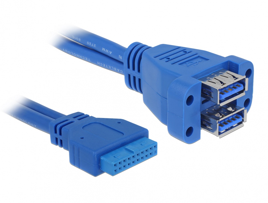 Cablu USB 3.0 pin header la 2 x USB 3.0-A M-M, Delock 82942 imagine noua