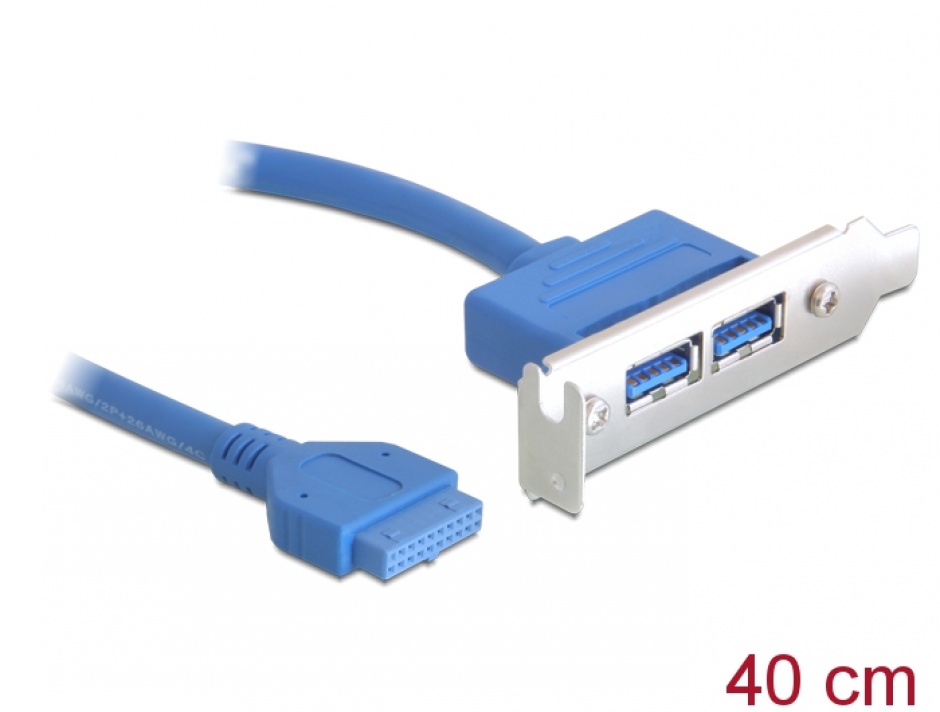 Bracket USB 3.0 2 porturi low profile, Delock 82976 conectica.ro