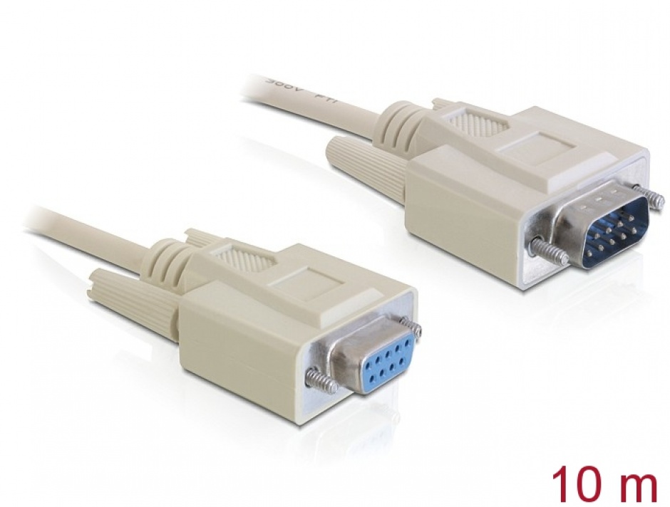 Cablu prelungitor serial RS232 DB9 T-M 10m, Delock 82979 conectica.ro