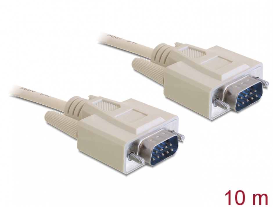 Cablu serial RS-232 DB9 T – T 10m, Delock 82983 conectica.ro