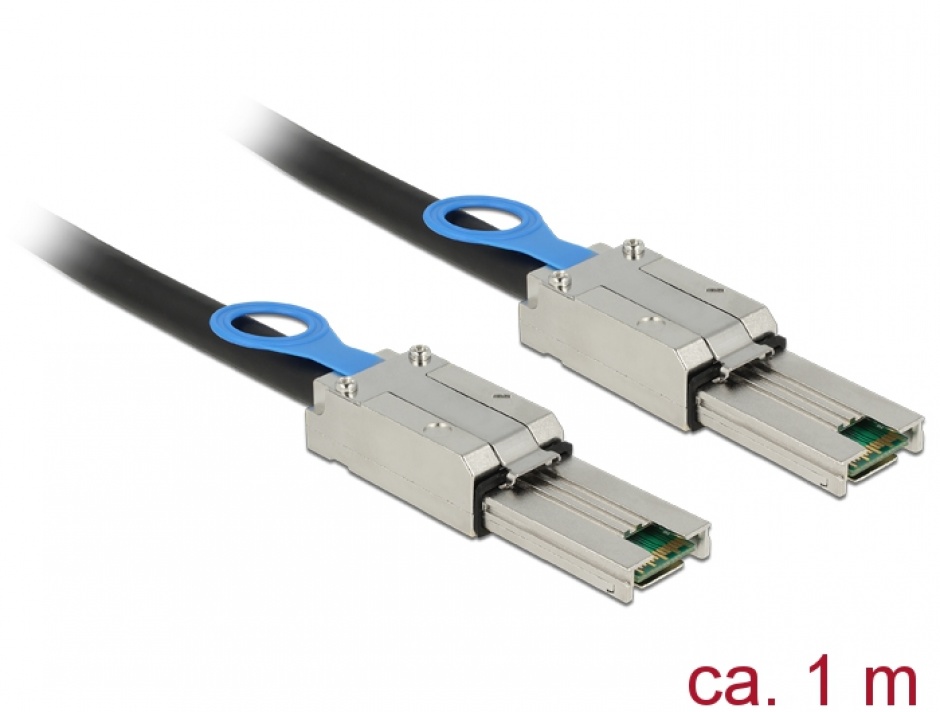 Cablu mini SAS 26 pin SFF 8088 T-T 1m, Delock 83061 1m imagine noua 2022