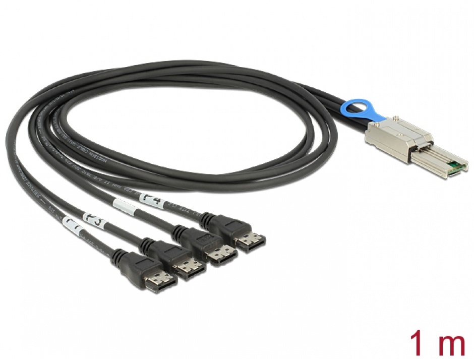 Cablu Mini SAS SFF-8088 la 4 x eSATA 1m, Delock 83064 conectica.ro