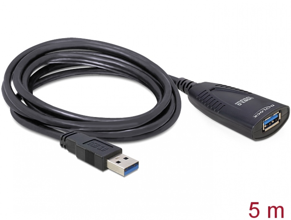 Cablu prelungitor activ USB 3.0 T-M 5m, Delock 83089 imagine noua