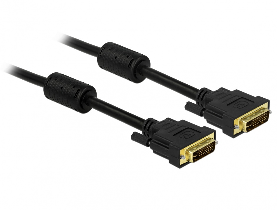 Cablu DVI-I Dual Link 24+5pini ecranat 3m, Delock 83112 imagine noua