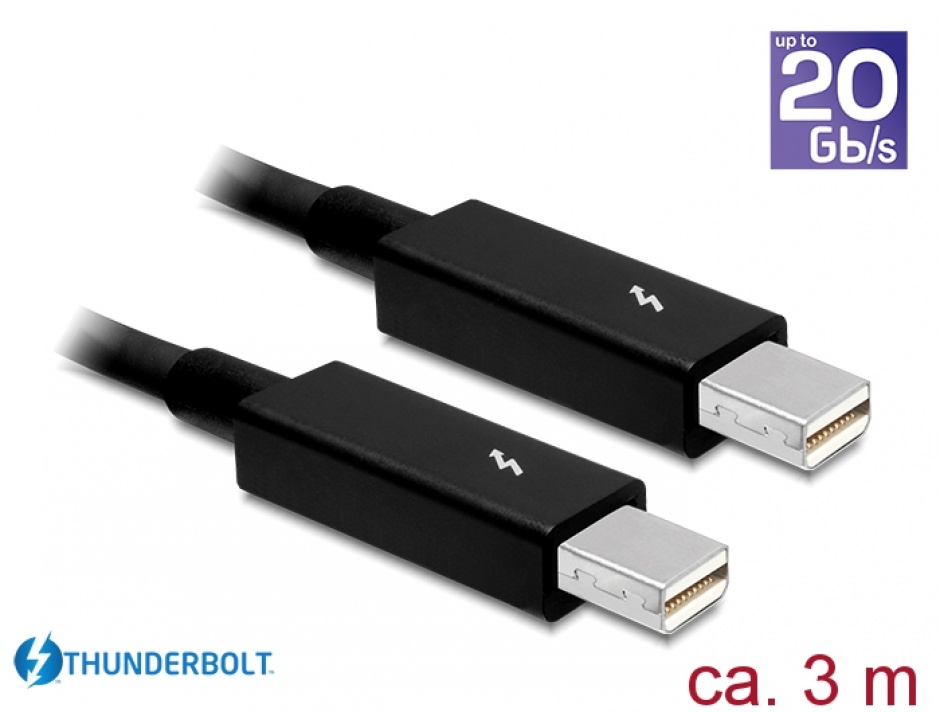 Cablu Thunderbolt 2 T-T 3m Negru, Delock 83151 imagine noua