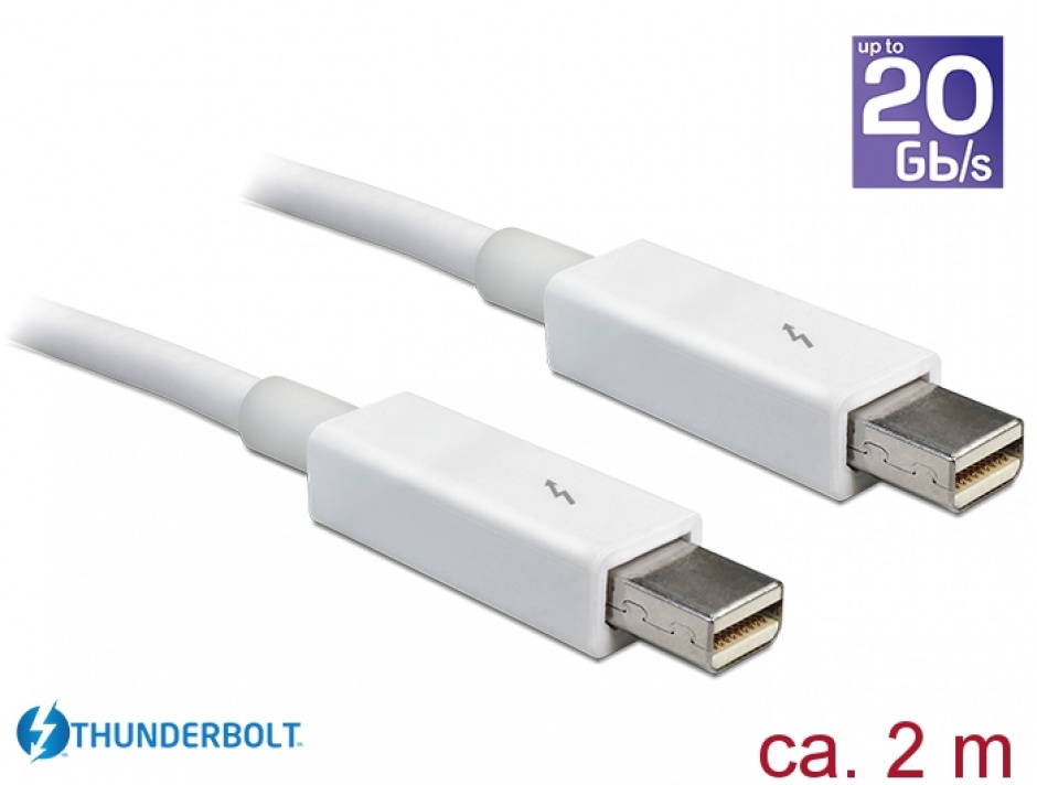 Cablu Thunderbolt 2 T-T 2m alb, Delock 83167 conectica.ro imagine noua tecomm.ro