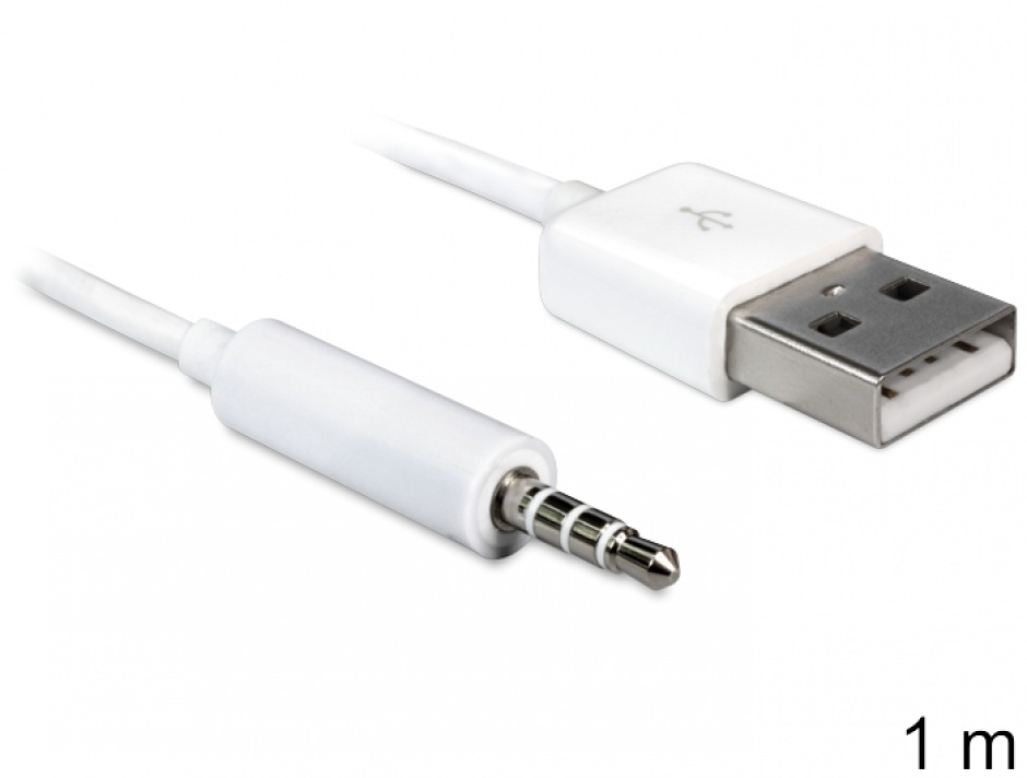Cablu usb la stereo jack 3.5 mm 4 pini ipod shuffle 1m, delock 83182
