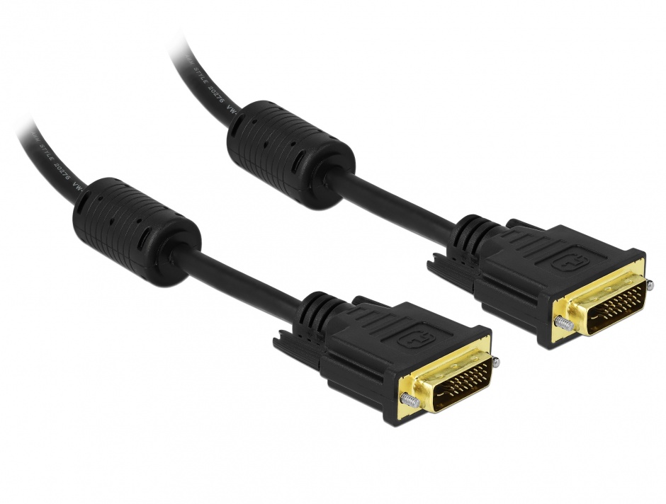 Cablu DVI-D 24+1 pini Dual Link T-T 1m, Delock 83189 1m imagine noua 2022