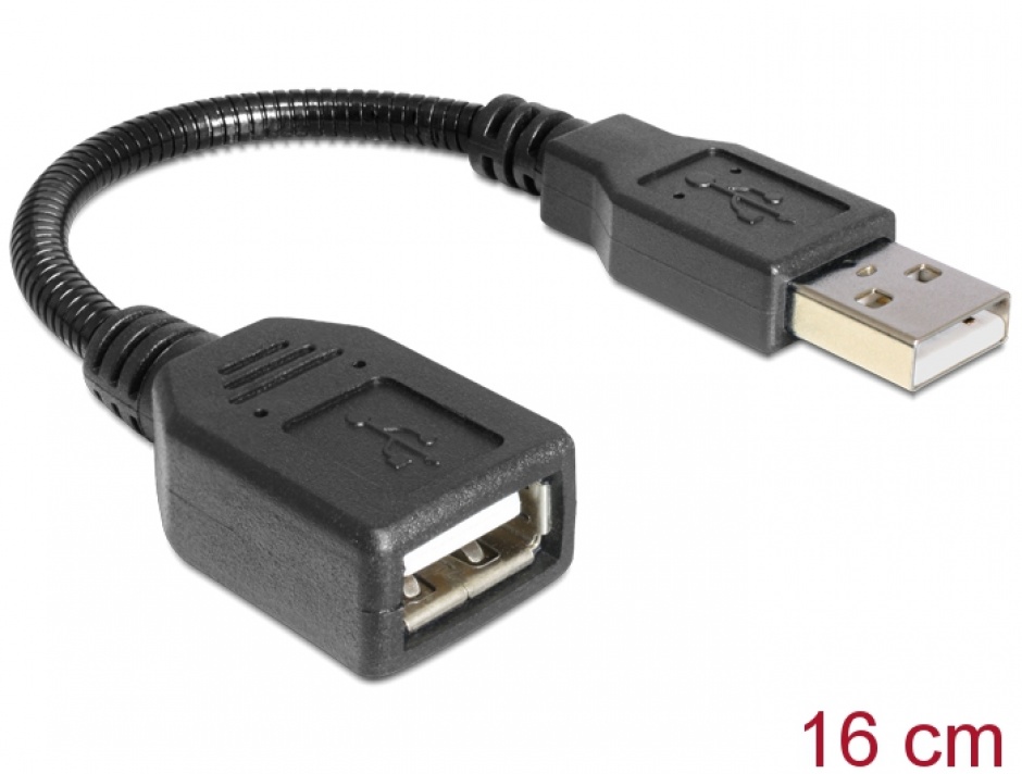 Cablu prelungitor USB 2.0 T-M flexibil 16 cm, Delock 83261