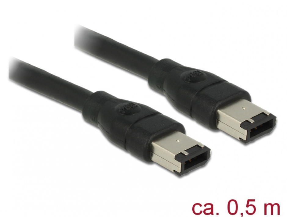 Cablu firewire 6 pini la 6 pini 0.5m, Delock 83273 conectica.ro