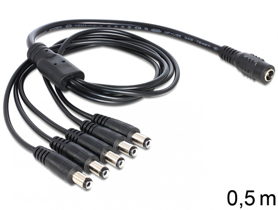 Cablu DC Splitter 5.5 mm x 2.1 mm 1 x mama > 5 x tata, Delock 83288 conectica.ro