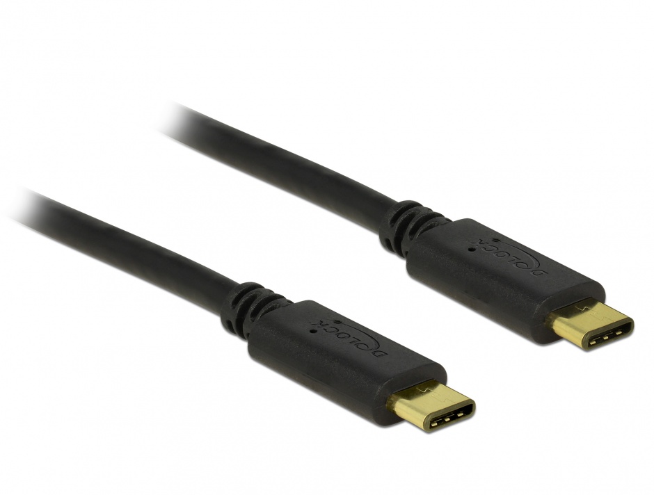Cablu USB 2.0 tip C T-T Negru 2m 3A, Delock 83332 imagine noua