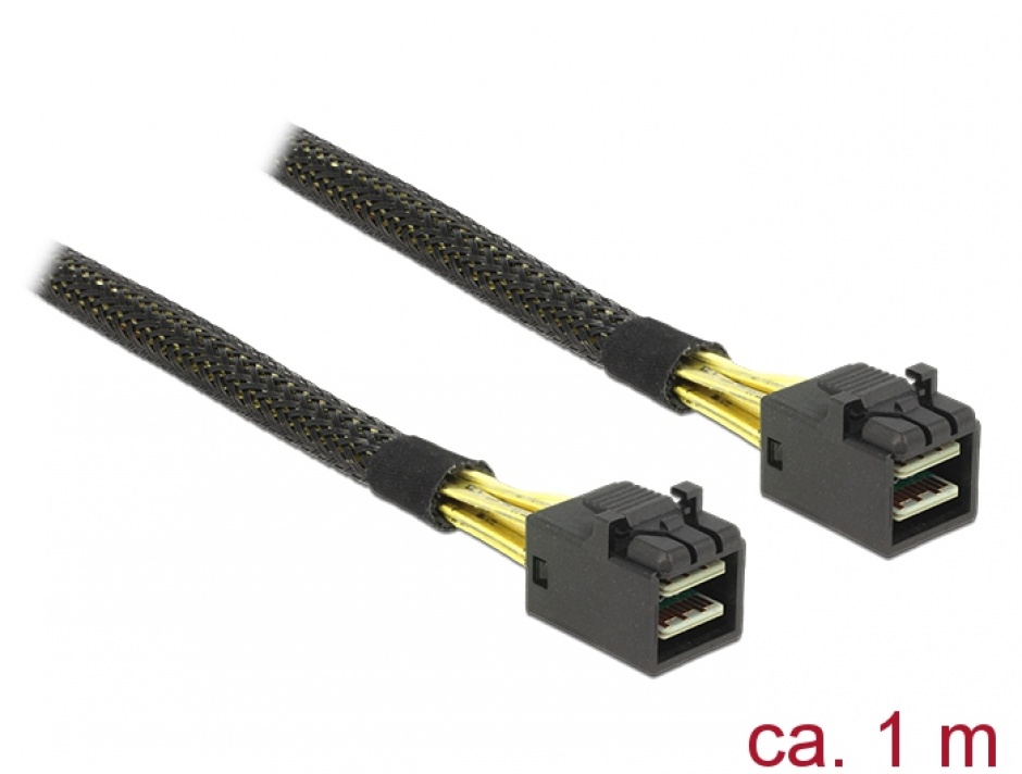 Cablu Mini SAS HD SFF-8643 la Mini SAS HD SFF-8643 1m, Delock 83387 conectica.ro
