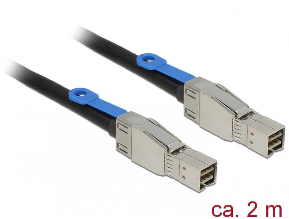 Cablu Mini SAS HD SFF-8644 la Mini SAS HD SFF-8644 2m, Delock 83395 conectica.ro imagine noua 2022