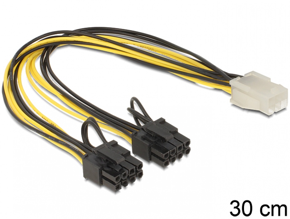 Cablu PCI Express 6 pini la 2 x 8 pini M-T 30cm, Delock 83433 conectica.ro imagine noua 2022