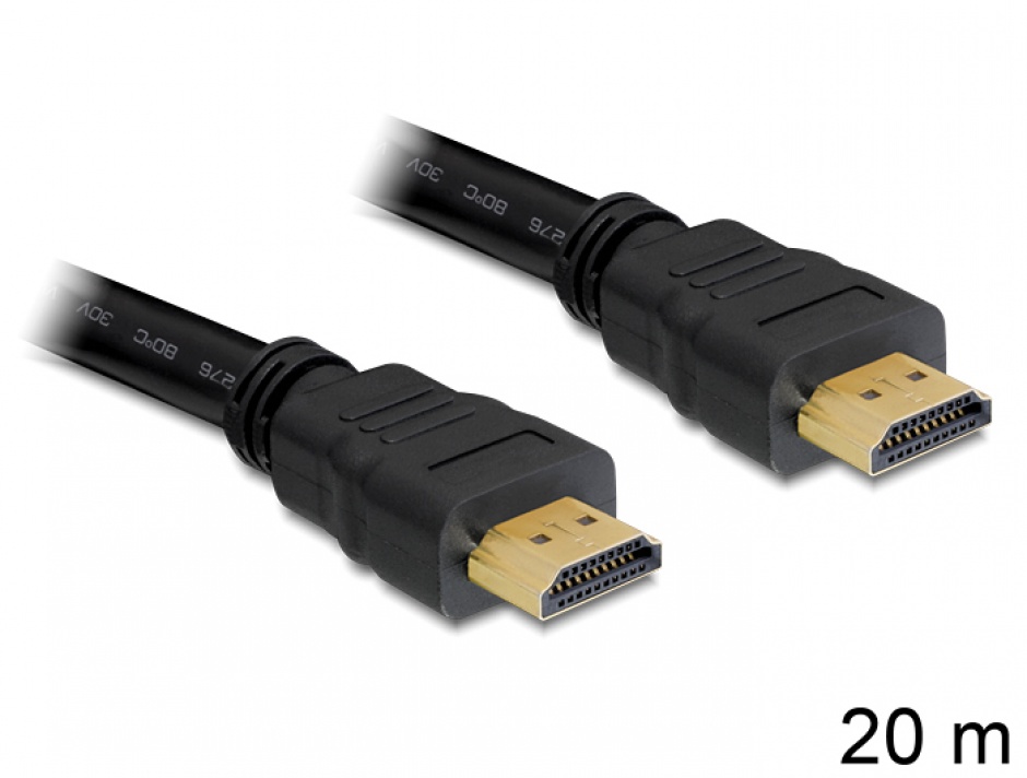 Cablu HDMI 4K High Speed cu Ethernet v1.4 T-T 20m, Delock 83452 conectica.ro