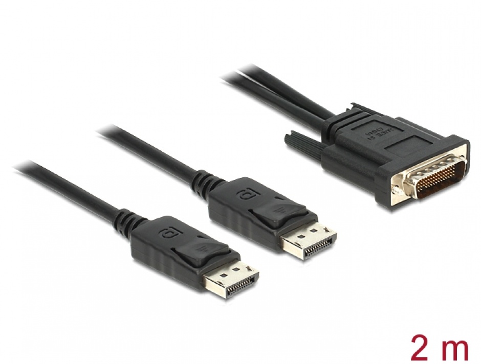 Cablu DMS-59 T la 2 x DisplayPort T 2m, Delock 83507 conectica.ro imagine noua tecomm.ro