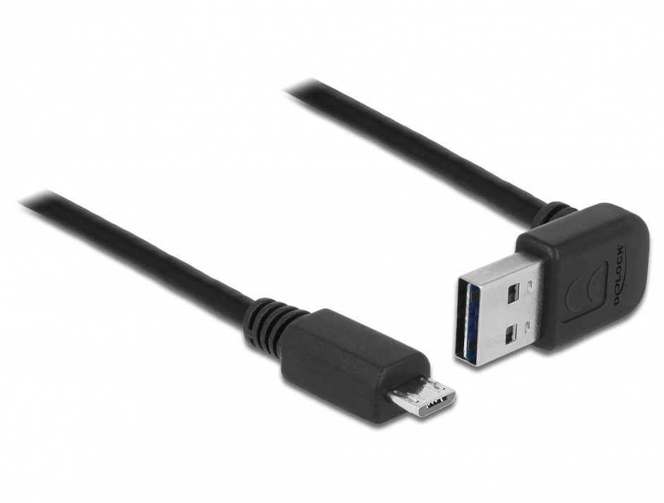 Cablu easy-usb 2.0 tip a unghi sus/jos la micro usb-b t-t 3m negru, delock 83537