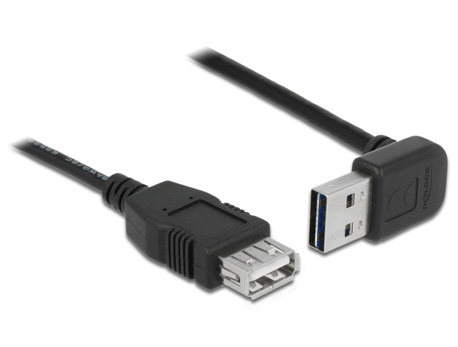 Cablu prelungitor easy-usb 2.0 t-m unghi sus/jos 3m, delock 83549
