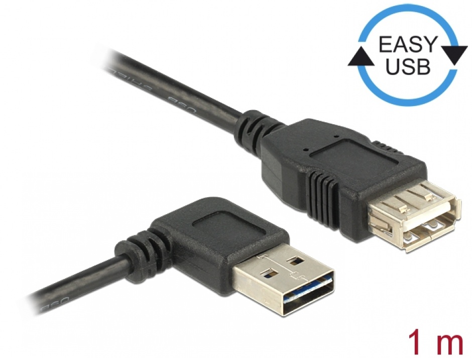 Cablu prelungitor EASY-USB 2.0 T-M unghi 1m, Delock 83551 1m