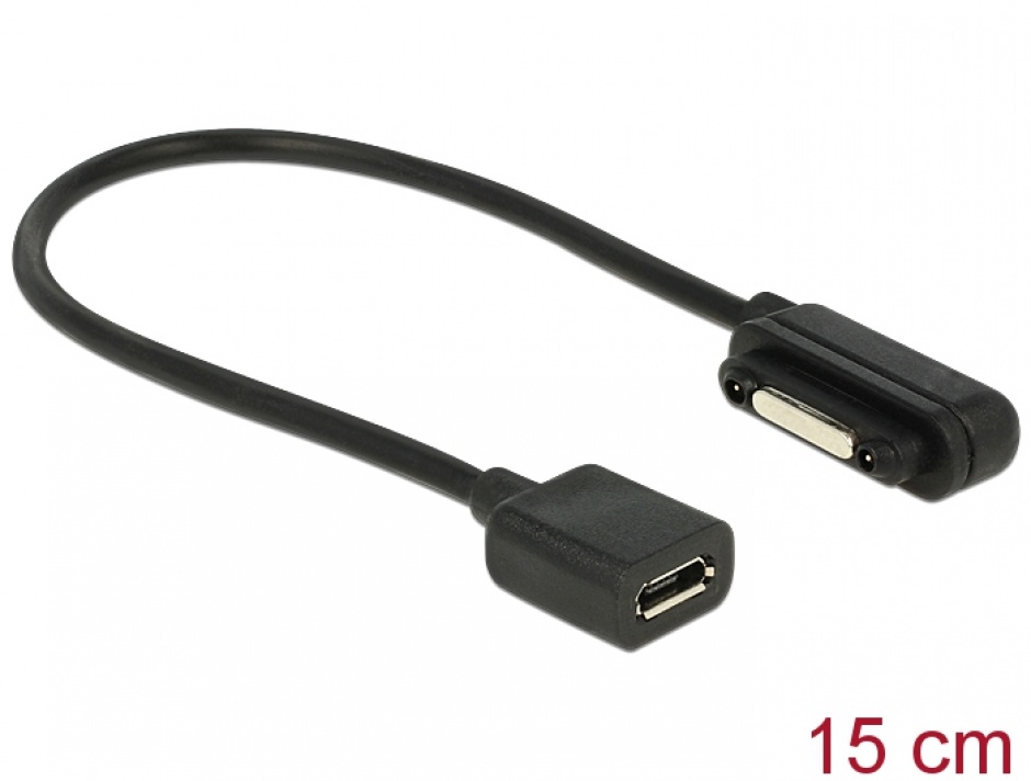 Cablu de incarcare micro USB la conector magnet Sony 15 cm, Delock 83559