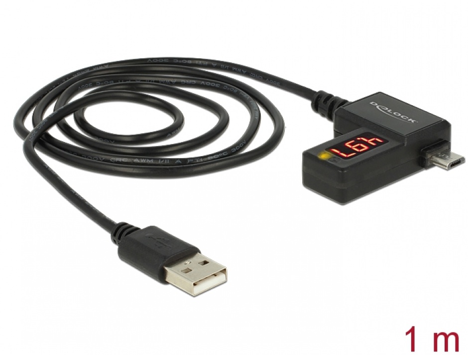 Cablu usb 2.0 la micro-b cu indicator led, delock 83569