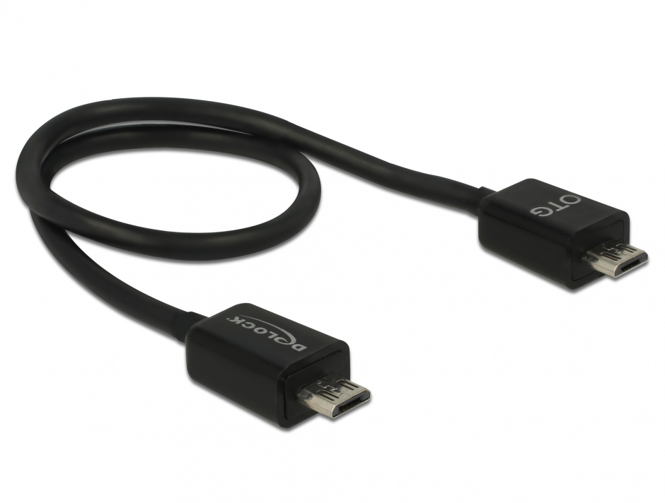 Cablu micro USB-B 2.0 Power Sharing la micro USB 30cm OTG, Delock 83570 2.0