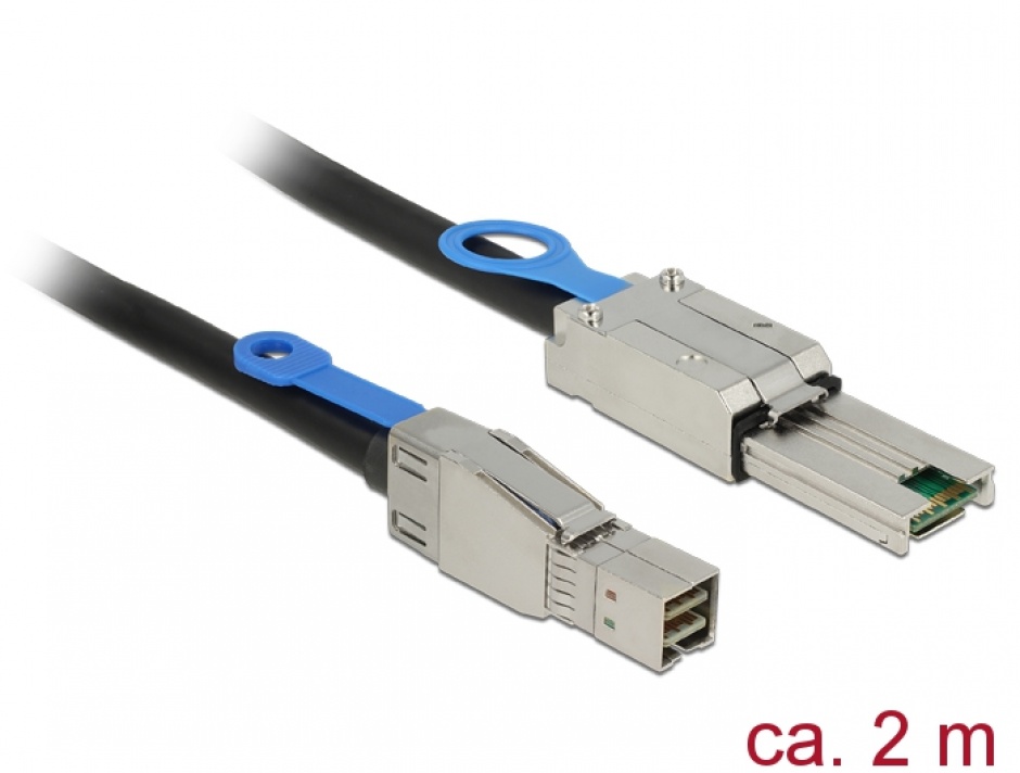 Cablu Mini SAS HD SFF-8644 la Mini SAS SFF-8088 2m, Delock 83572 conectica.ro imagine noua 2022