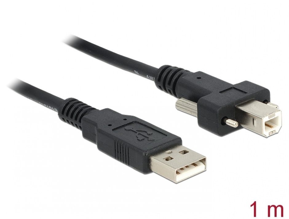 Cablu imprimanta USB la USB-B 2.0 1m cu suruburi, Delock 83594 conectica.ro