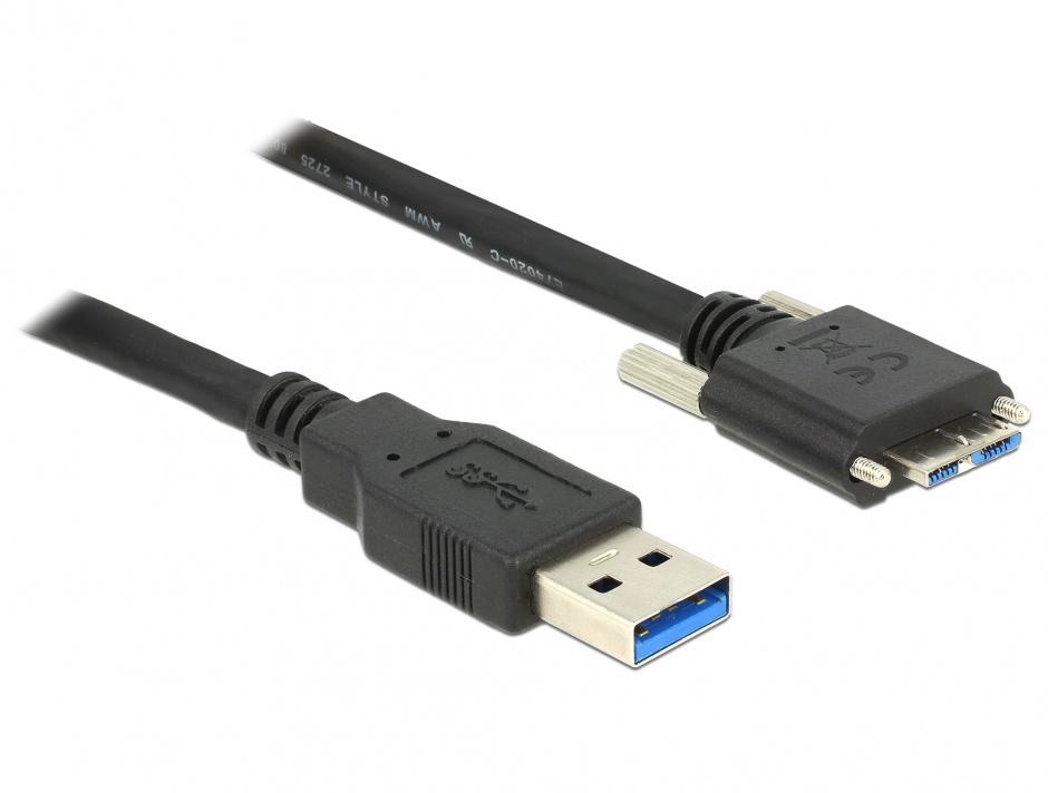 Cablu USB 3.0 la micro USB-B 3.0 1m cu suruburi, Delock 83597 imagine noua