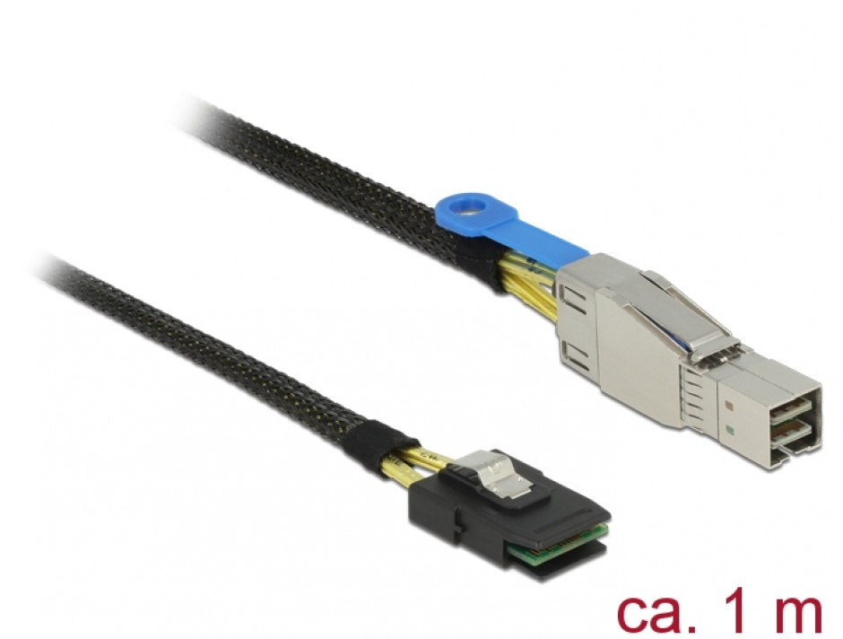 Cablu Mini SAS HD SFF-8644 la Mini SAS SFF-8087 1m, Delock 83616 conectica.ro