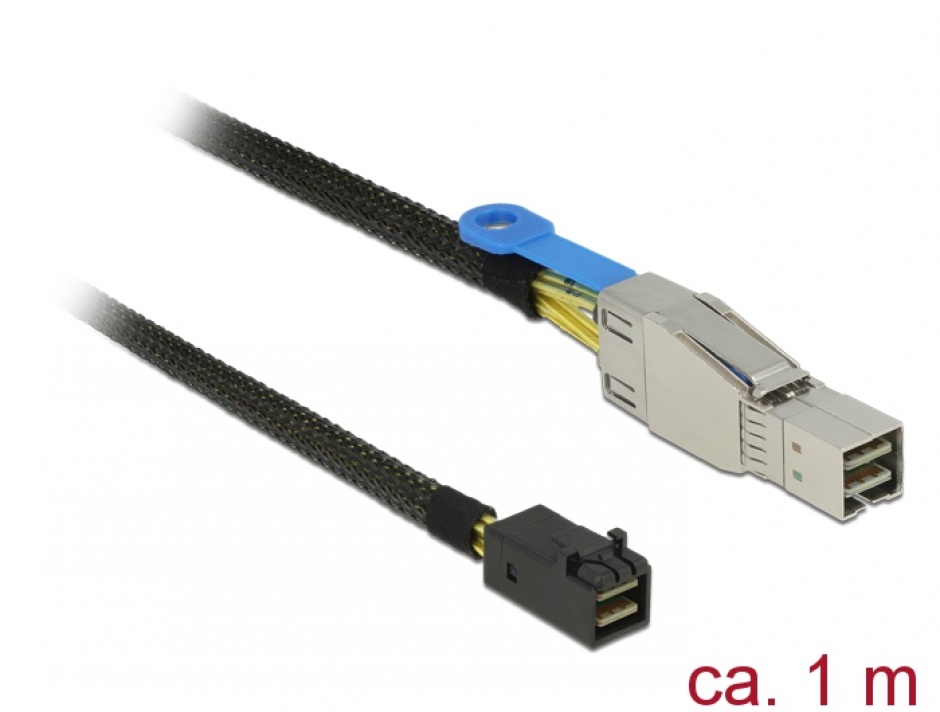 Cablu Mini SAS HD SFF-8644 la Mini SAS HD SFF-8643 1m, Delock 83618 1m imagine noua 2022